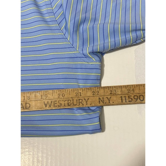 Men's Burnt Pine Golf Club Blue Yellow  Short Sleeve Polo Shirt Medium - Picture 5 of 10